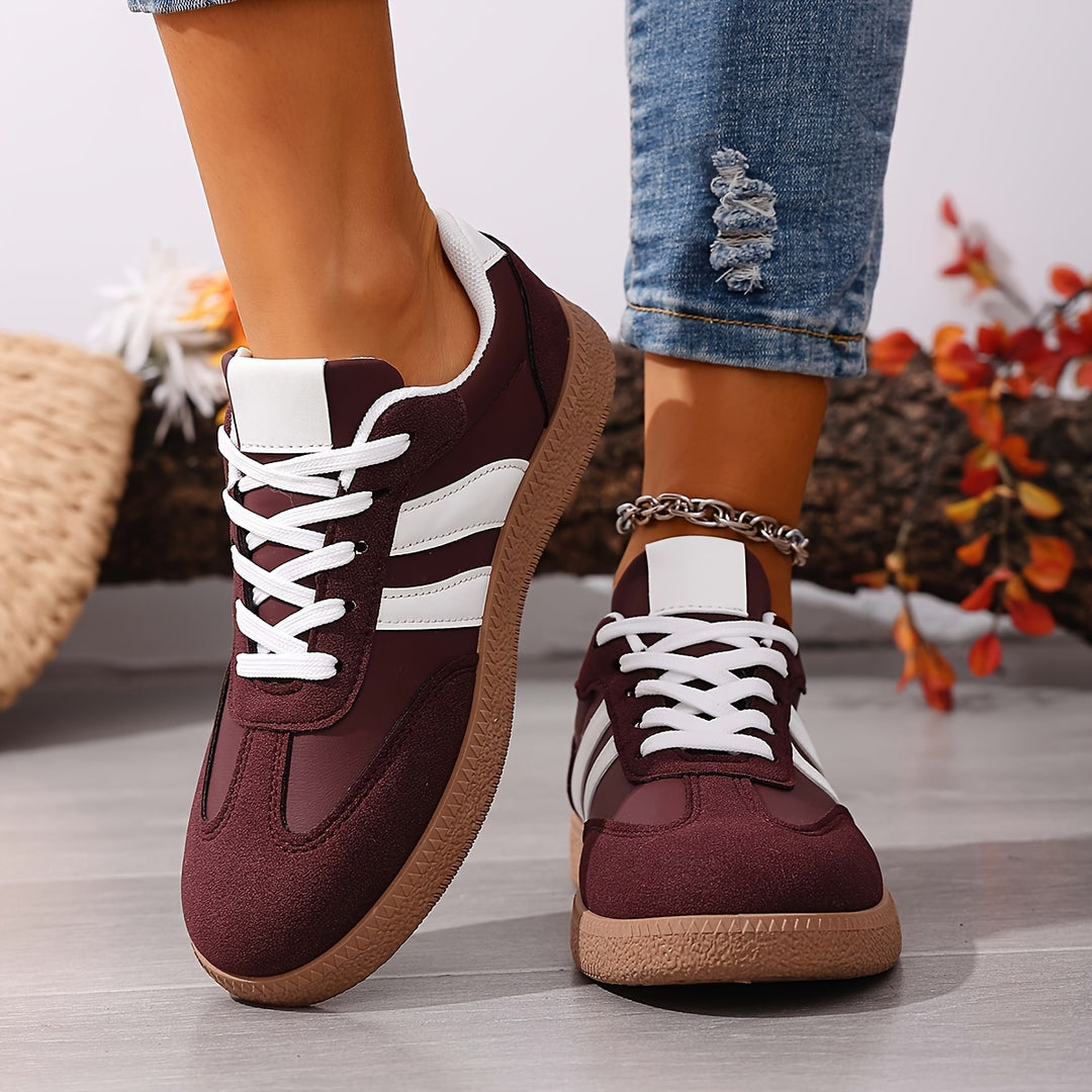 Women's Casual Solid Color Patchwork Lace-Up Sneakers