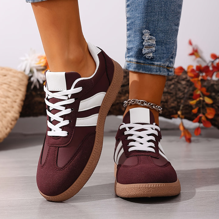 Women's Casual Solid Color Patchwork Lace-Up Sneakers