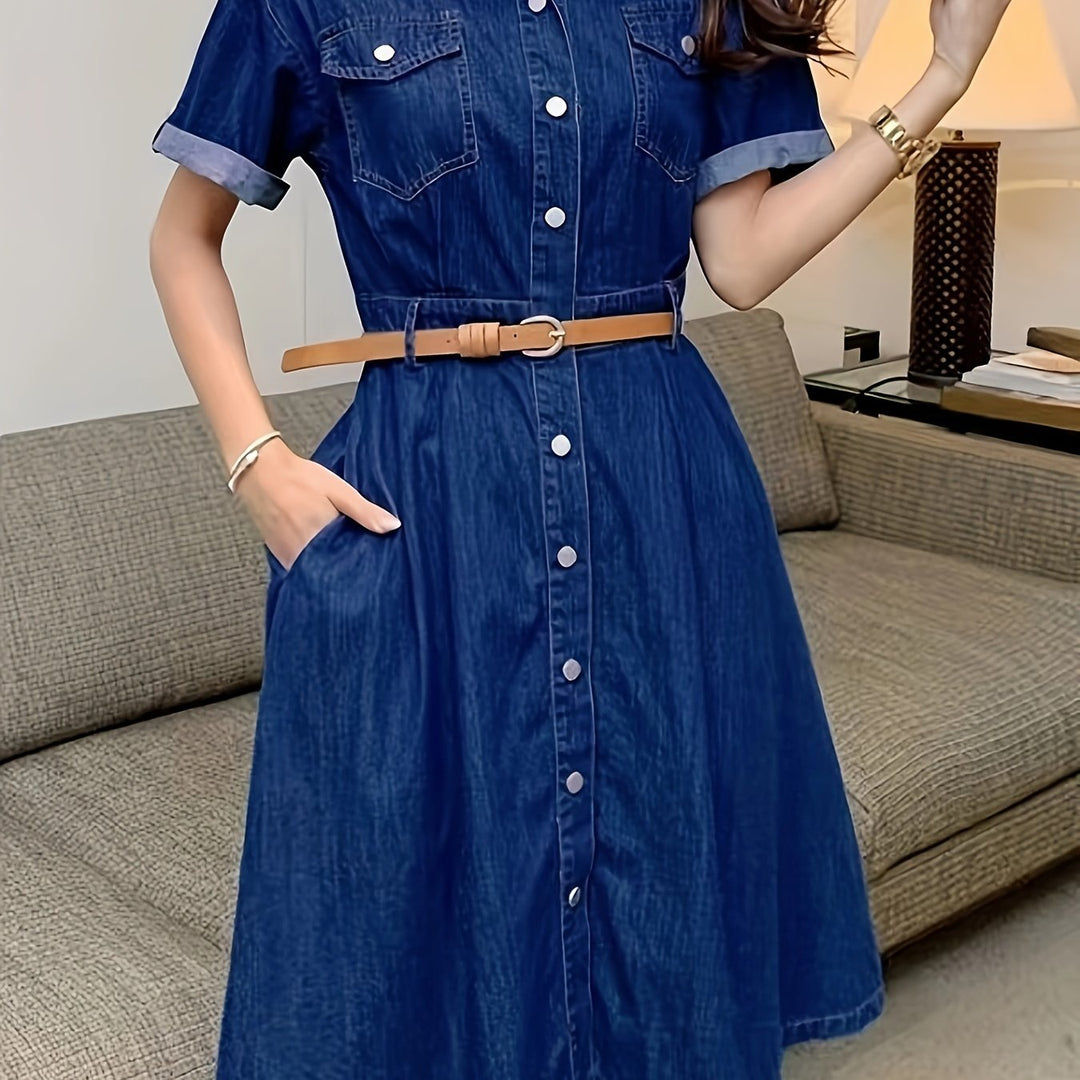 Women's Vintage Lapel Collar Denim Dress