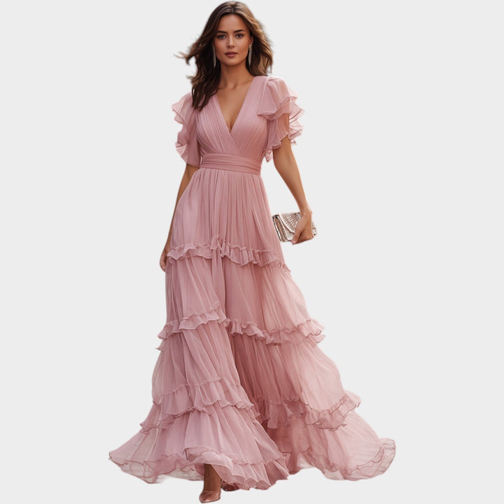 Elegant Tiered Ruffle Maxi Dress