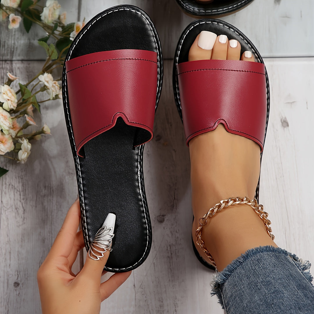 Women's Comfortable Round Toe Open Toe Flat Slide Slippers