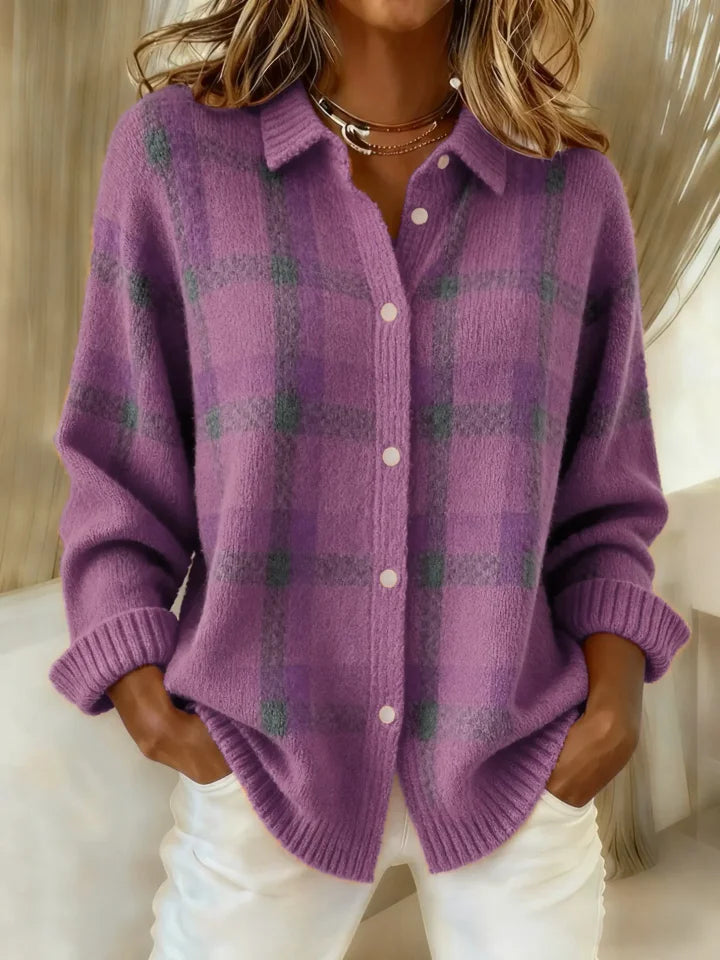 Victoria | Casual Contrast Checkered Retro Sweater