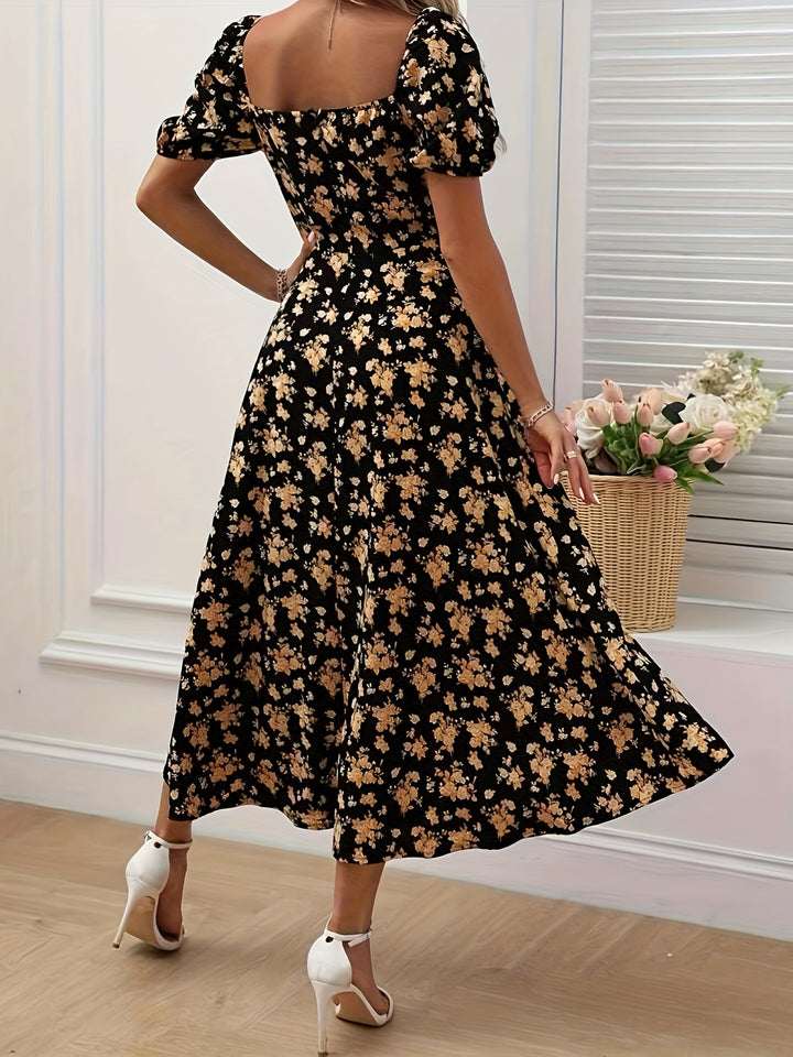 Women's Slit Floral Printed Summer Dress