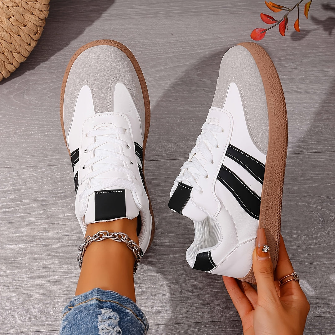 Women's Casual Solid Color Patchwork Lace-Up Sneakers