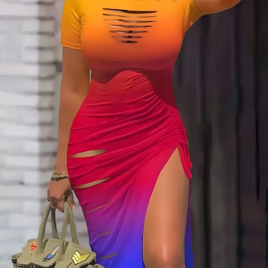 Women's Cut Out Drawstring Bodycon Dress