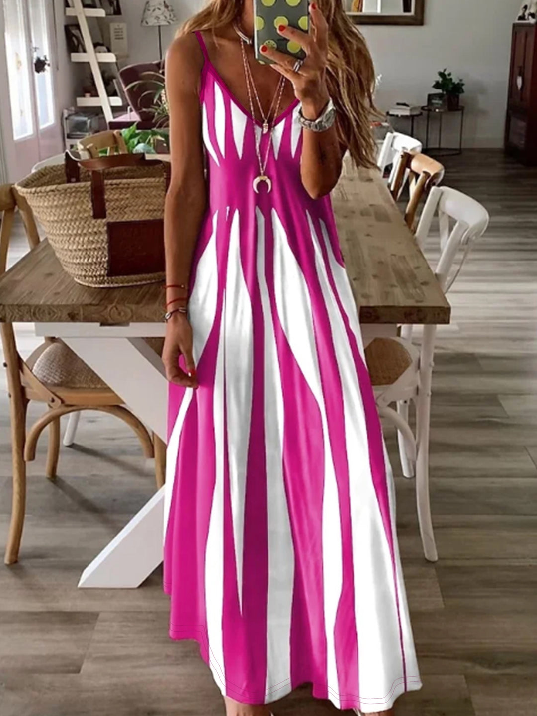 Women's V-Neck Printed Casual Dress