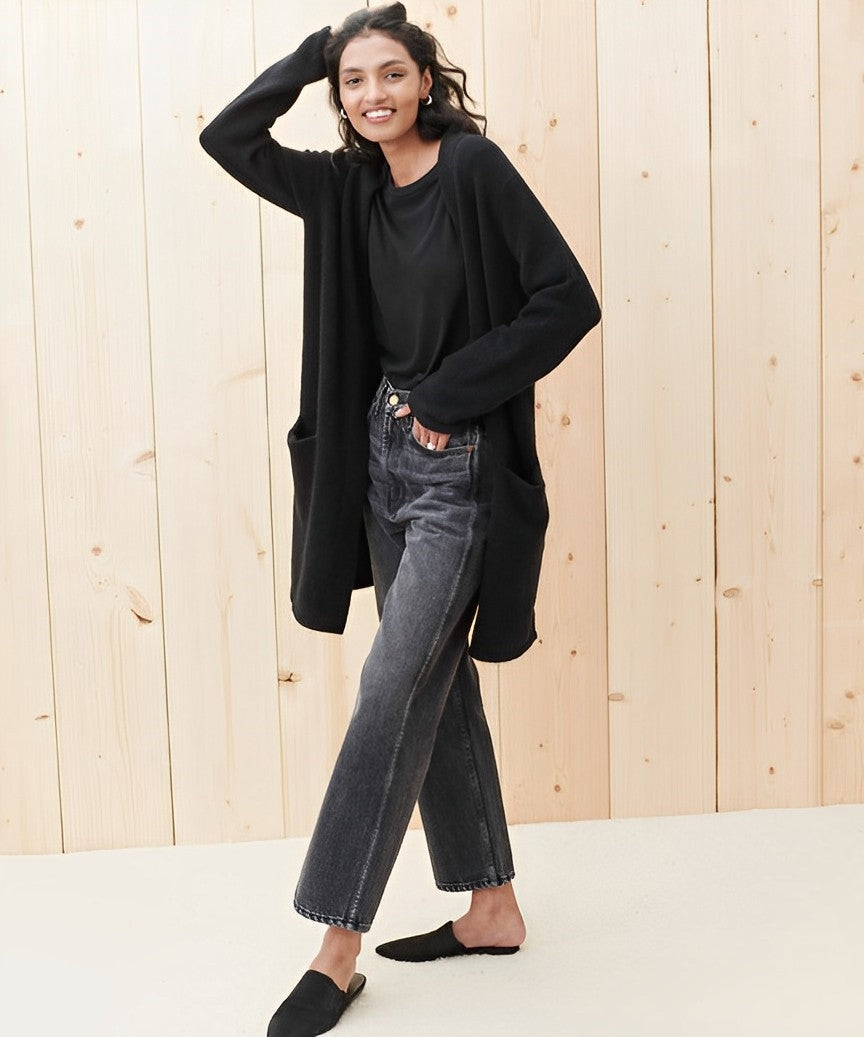 Women's minimalist open-front cardigan