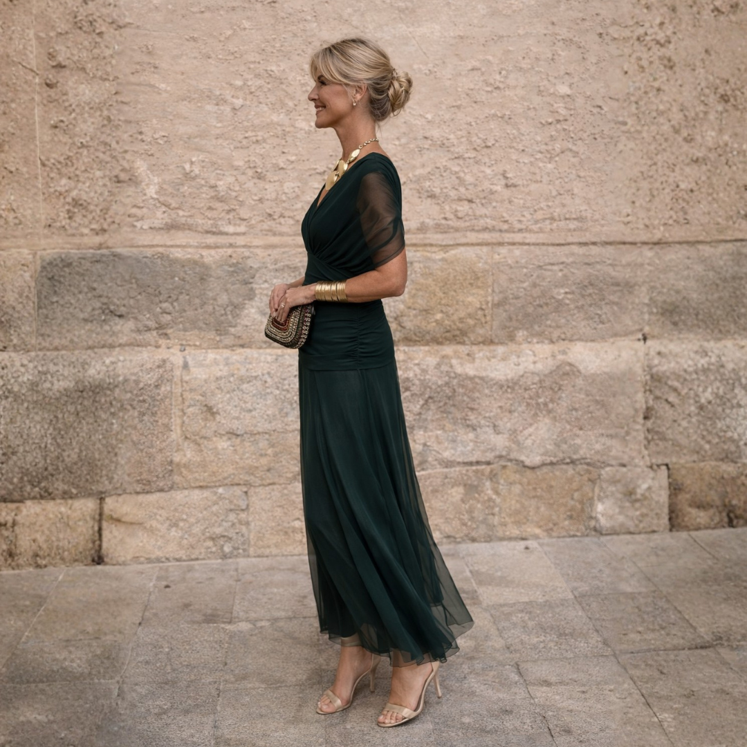 Solveig | Women's Off Shoulder Chiffon Maxi Dress