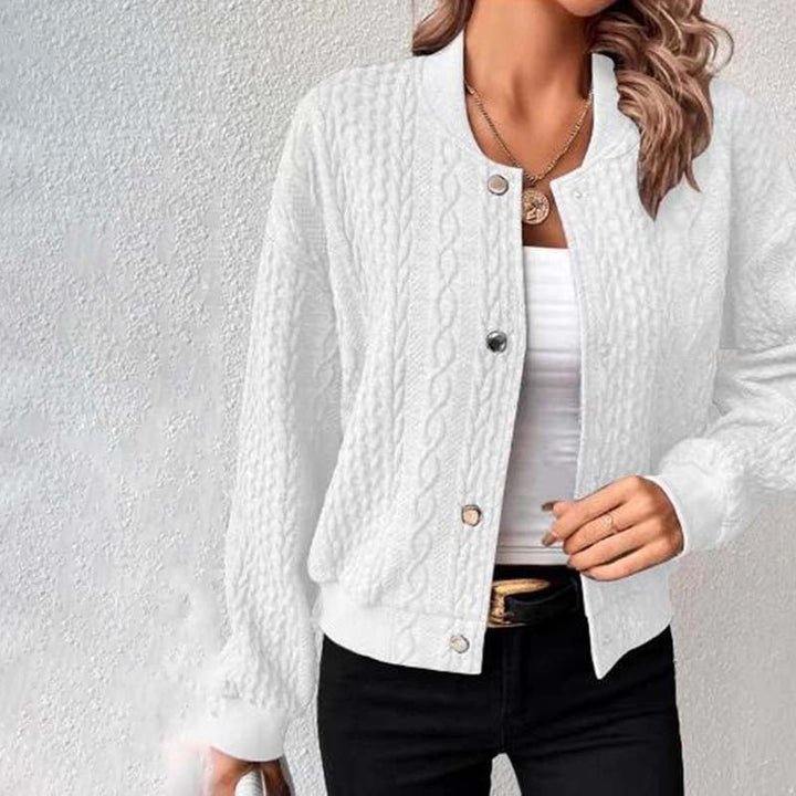 Women's quilted knit bomber jacket for a cozy touch