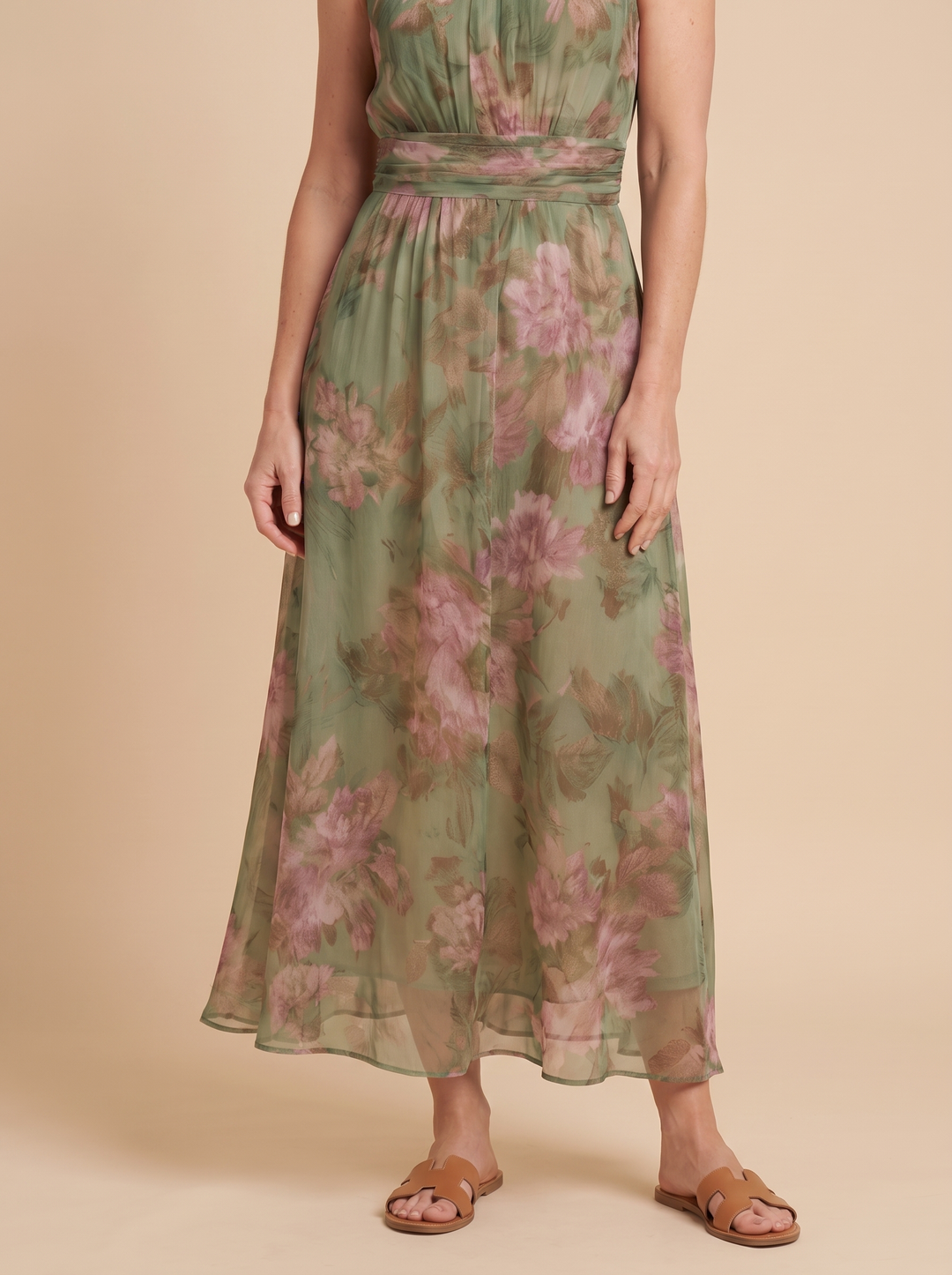 Margaret™ | Elegant Floral Chiffon Halter Maxi Dress