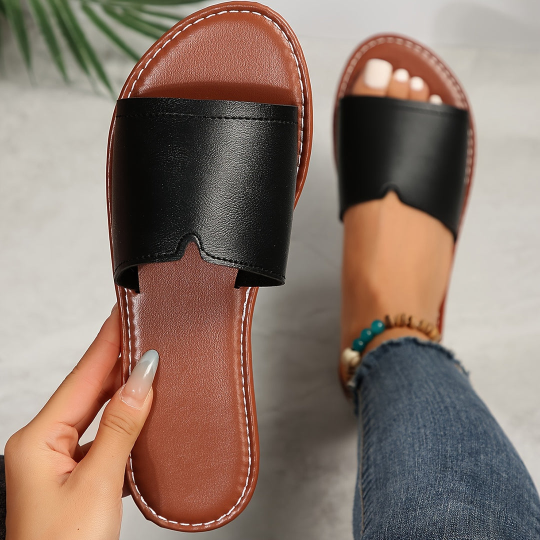Women's Comfortable Round Toe Open Toe Flat Slide Slippers