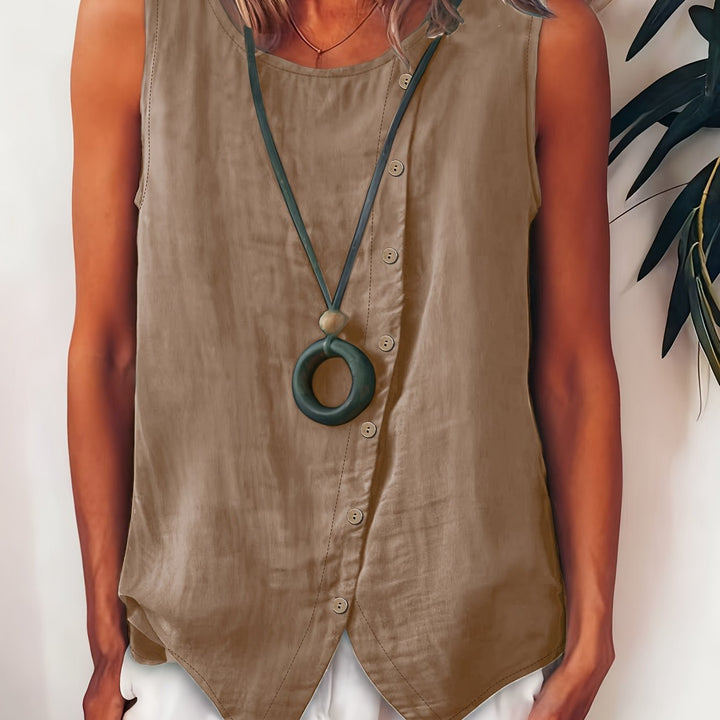 Women's Sleeveless Button-Down Sleeveless Vest Top