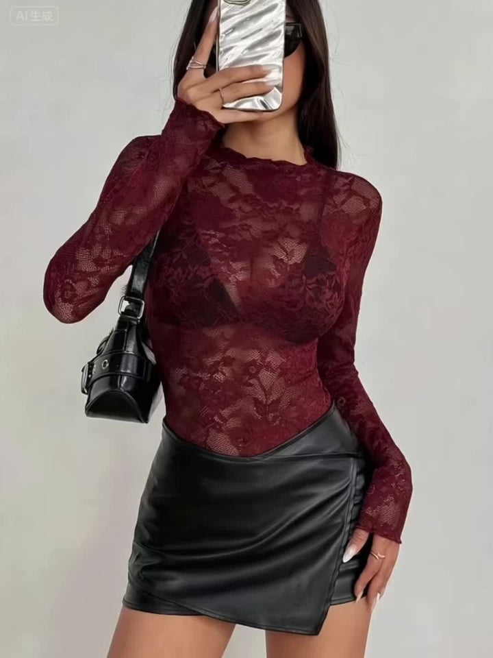 Women's Stylish Lace Sheer Top