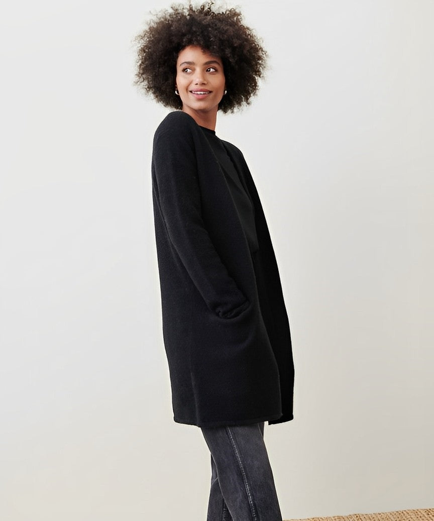 Women's minimalist open-front cardigan