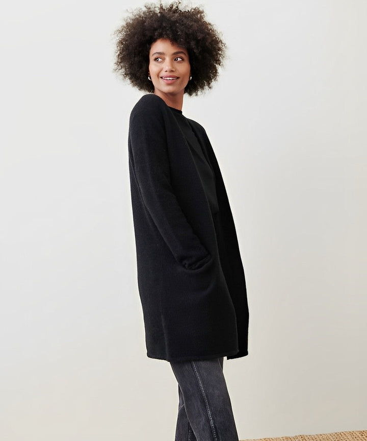 Women's minimalist open-front cardigan