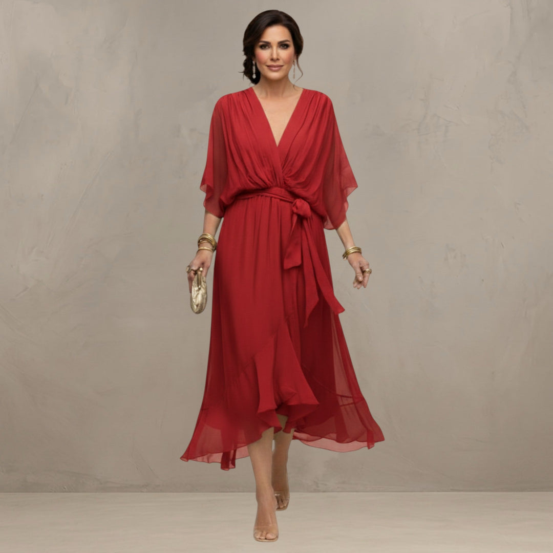 Women's Chiffon Wrap Flared Dress