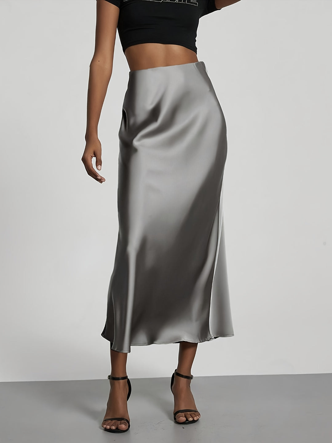 Women's High-Waisted Satin Skirt