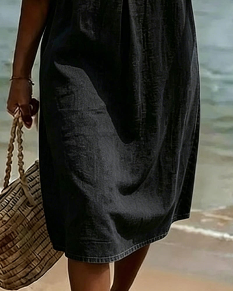 Aislinn | Denim Ruffle Sleeve A-Line Dress