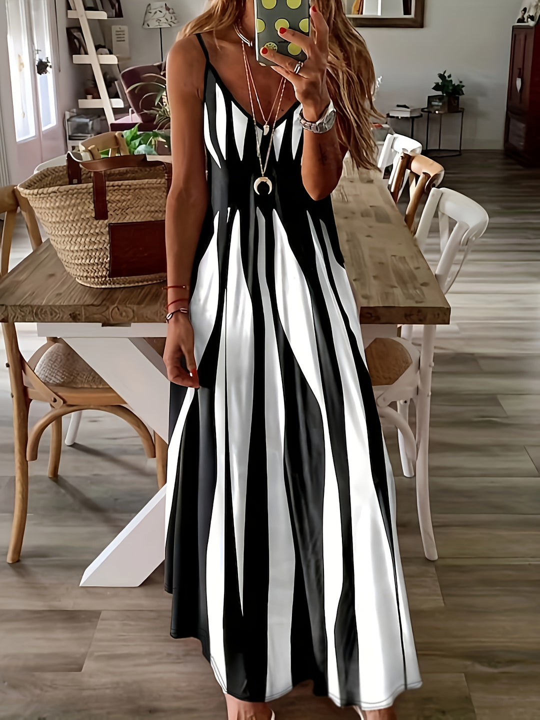 Women's V-Neck Printed Casual Dress