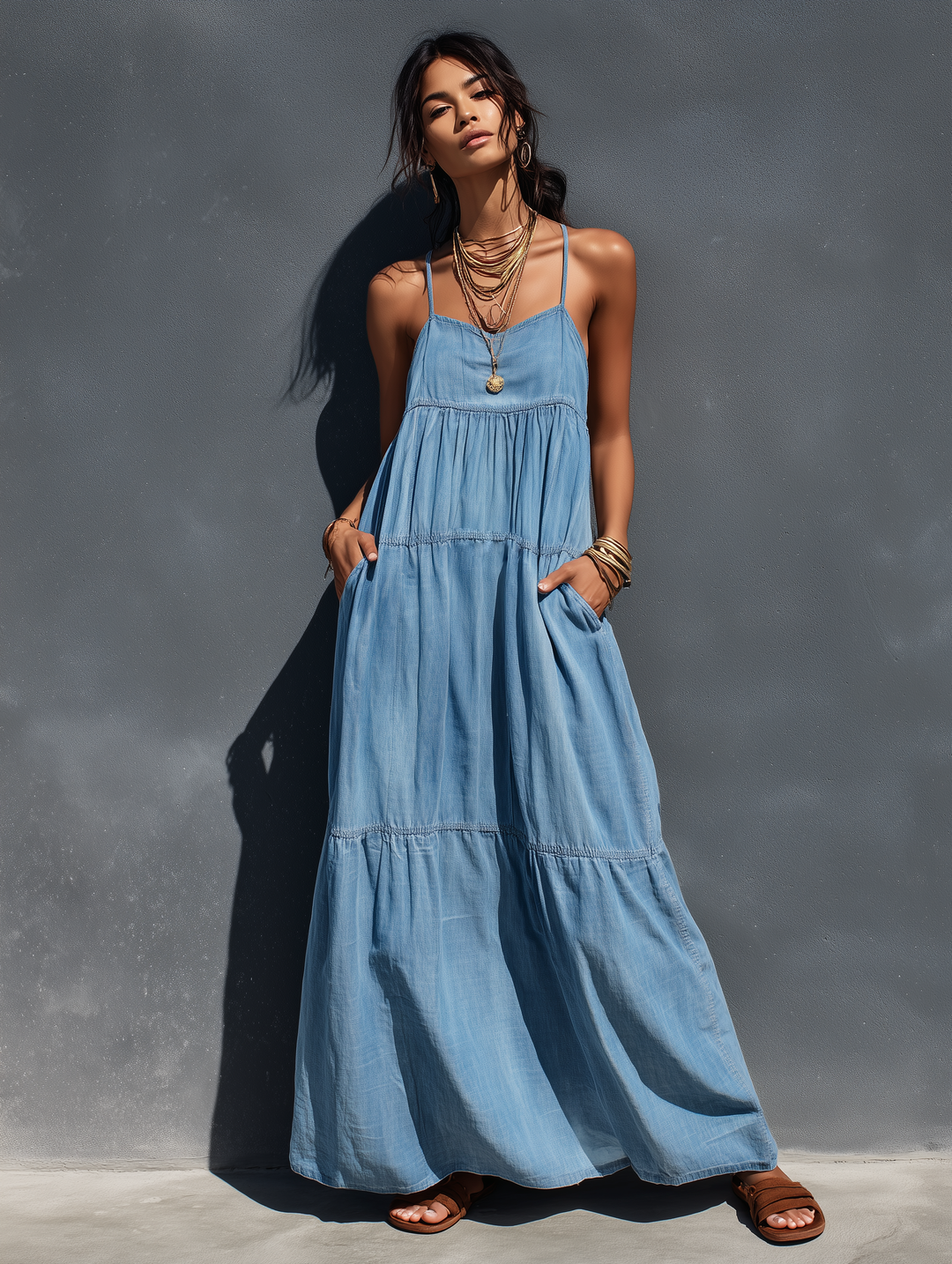 Women's Casual Loose Fit Flaared maxi Dress