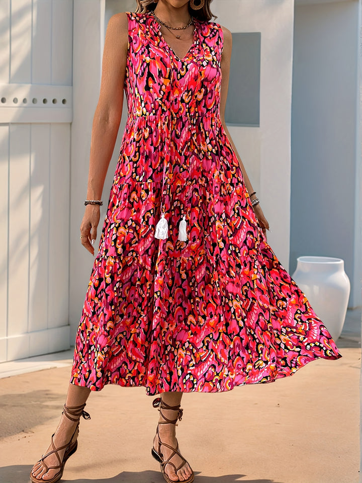 Women's Summer Sleeveless Bohemian Printed Dress