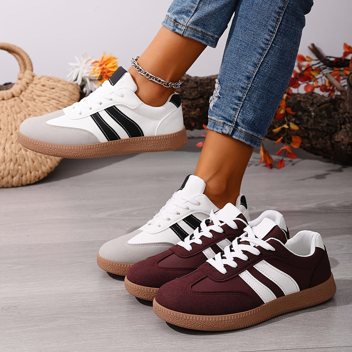 Women's Casual Solid Color Patchwork Lace-Up Sneakers