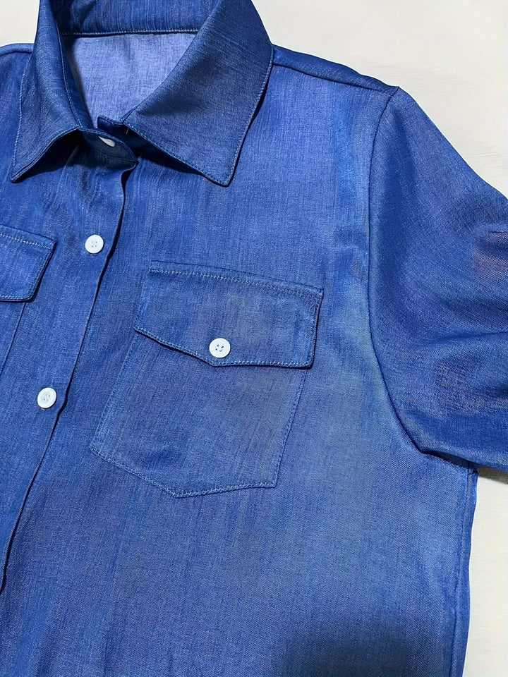 Women's Casual Button Front Loose Shirt Dress