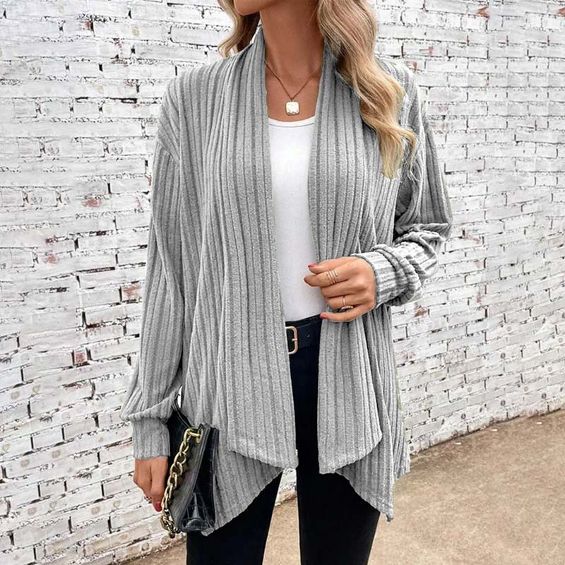Women's ribbed open-front cardigan