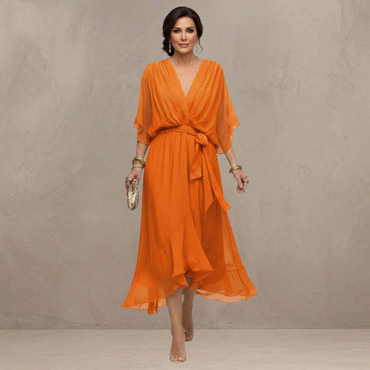 Women's Chiffon Wrap Flared Dress