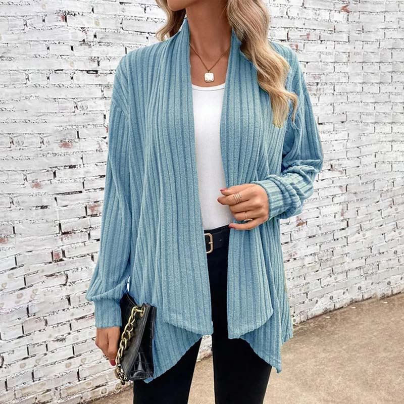 Women's ribbed open-front cardigan