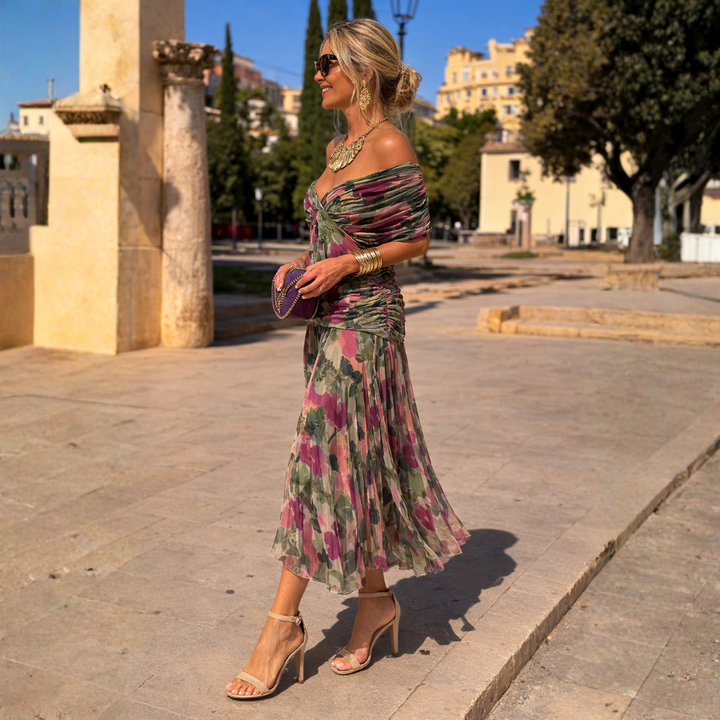 Solveig | Women's Off Shoulder Chiffon Maxi Dress