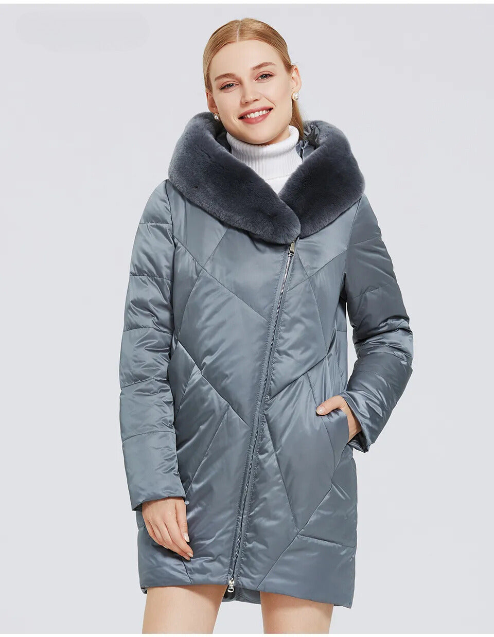 Lorena | Elegant and trendy quality coat with faux fur for women