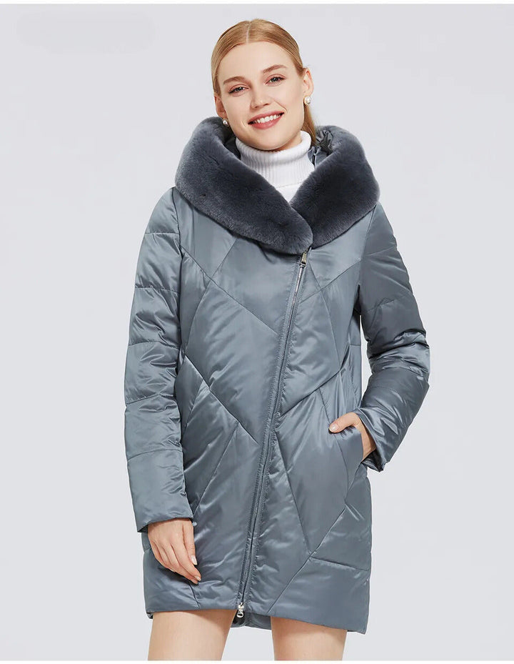 Lorena | Elegant and trendy quality coat with faux fur for women