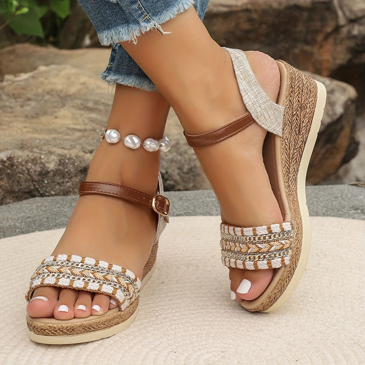 Women's Boho Wedge Ankle Strap Sandals