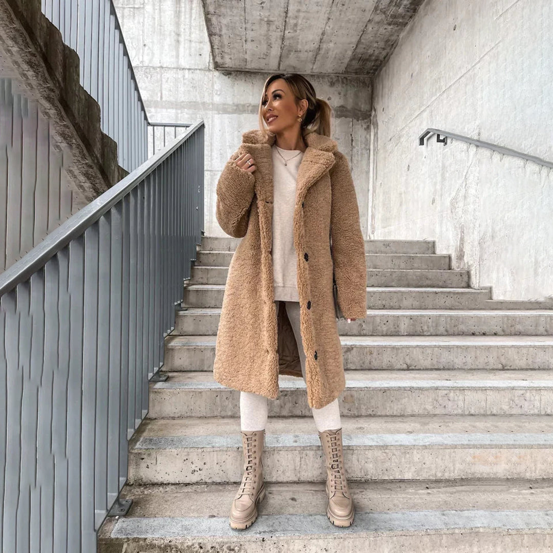 Women's Long Teddy Coat for Winter
