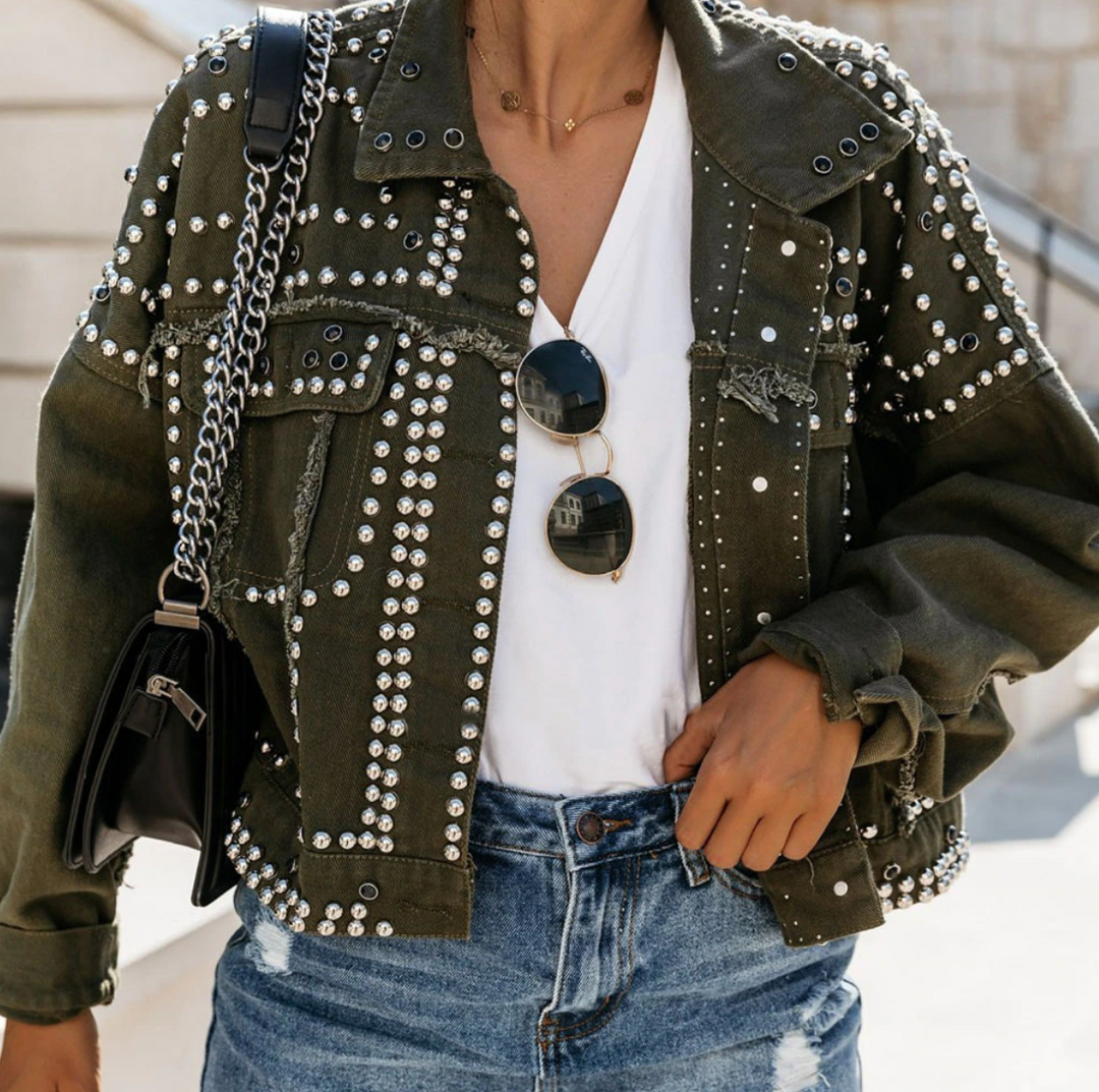 Rachel | Women’s Studded Short Cropped Casual Jacket