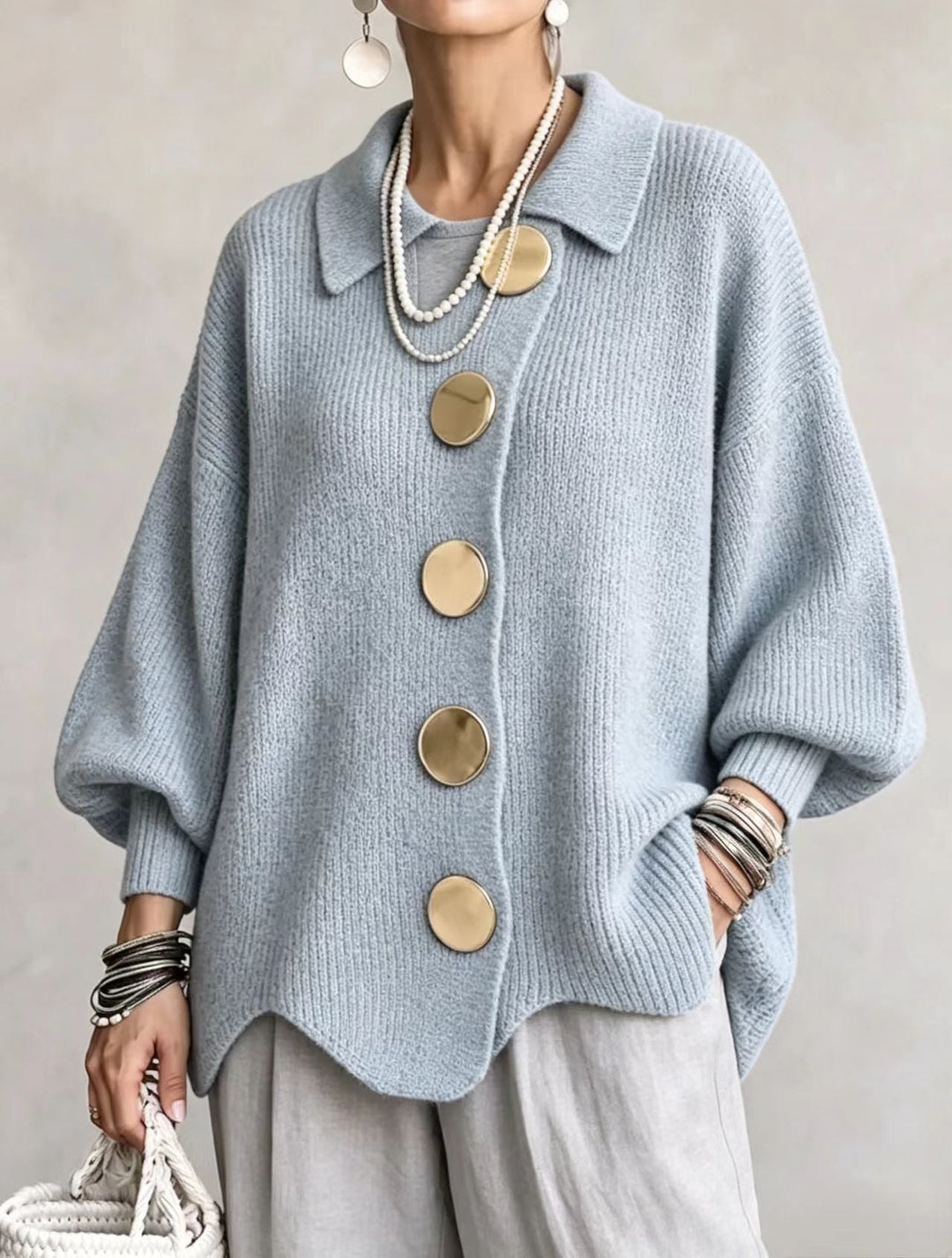Marlowe | Women's Oversized Cardigan with Lantern Sleeves
