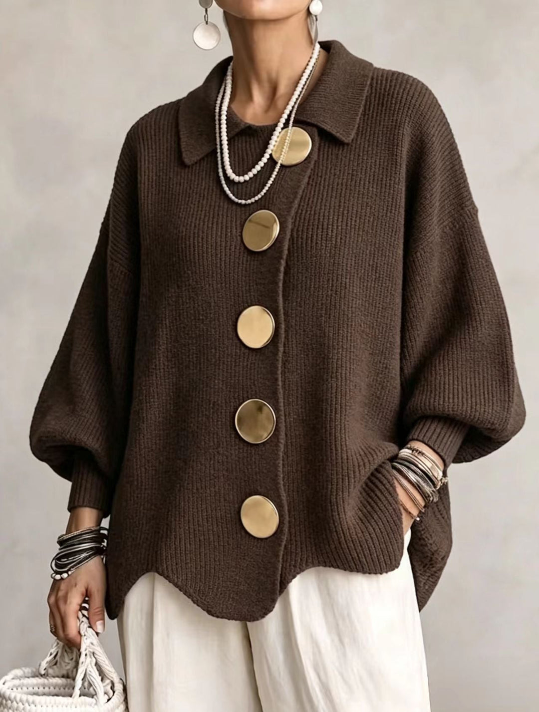 Marlowe | Women's Oversized Cardigan with Lantern Sleeves