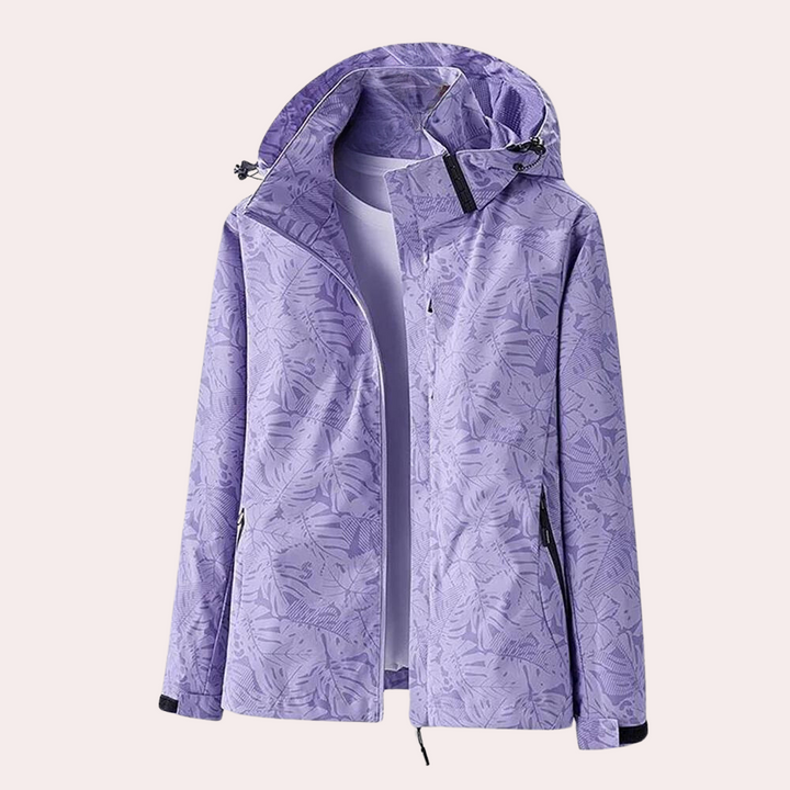 Natalie | Women’s Patterned Zip-Up Hooded Rain Jacket
