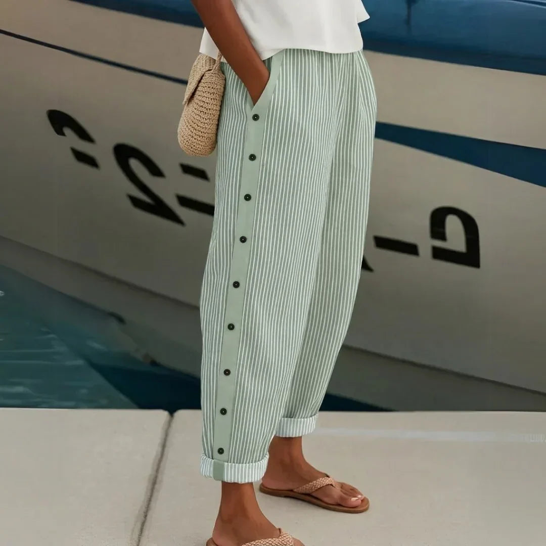 Women's Stylish Striped Button Pants