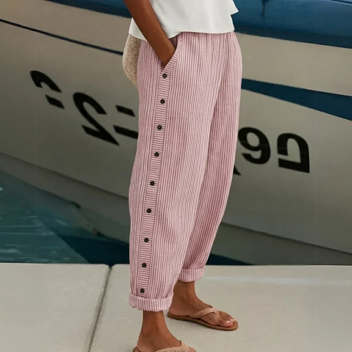 Women's Stylish Striped Button Pants