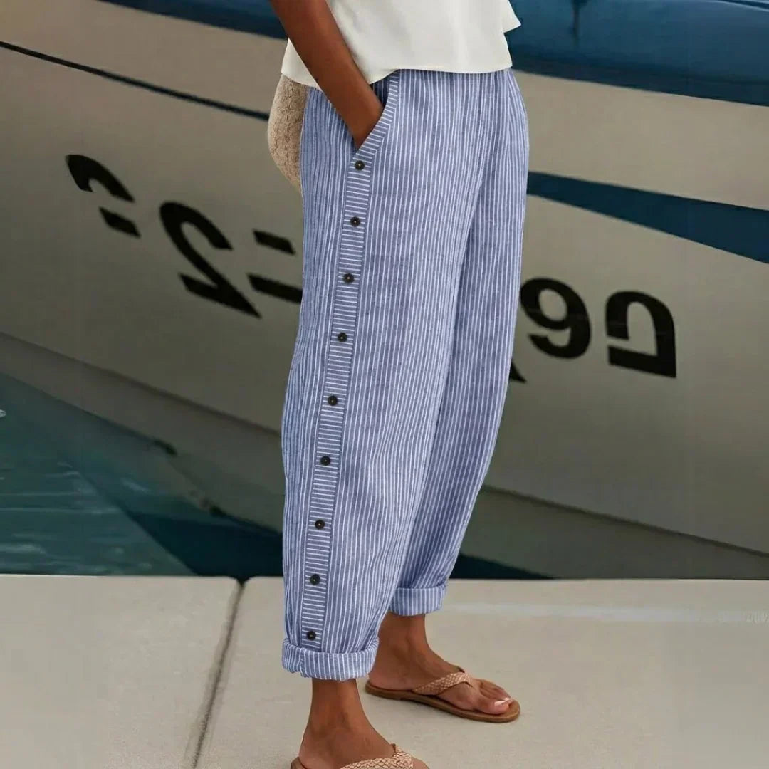 Women's Stylish Striped Button Pants