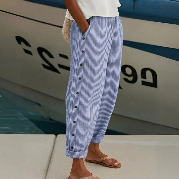 Women's Stylish Striped Button Pants
