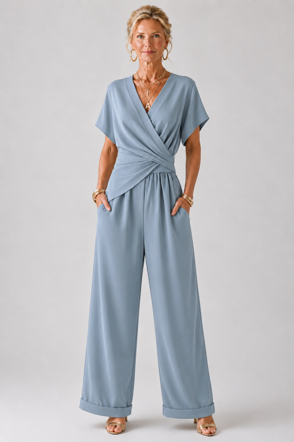 Women's Elegant Wrap Two-Piece Set
