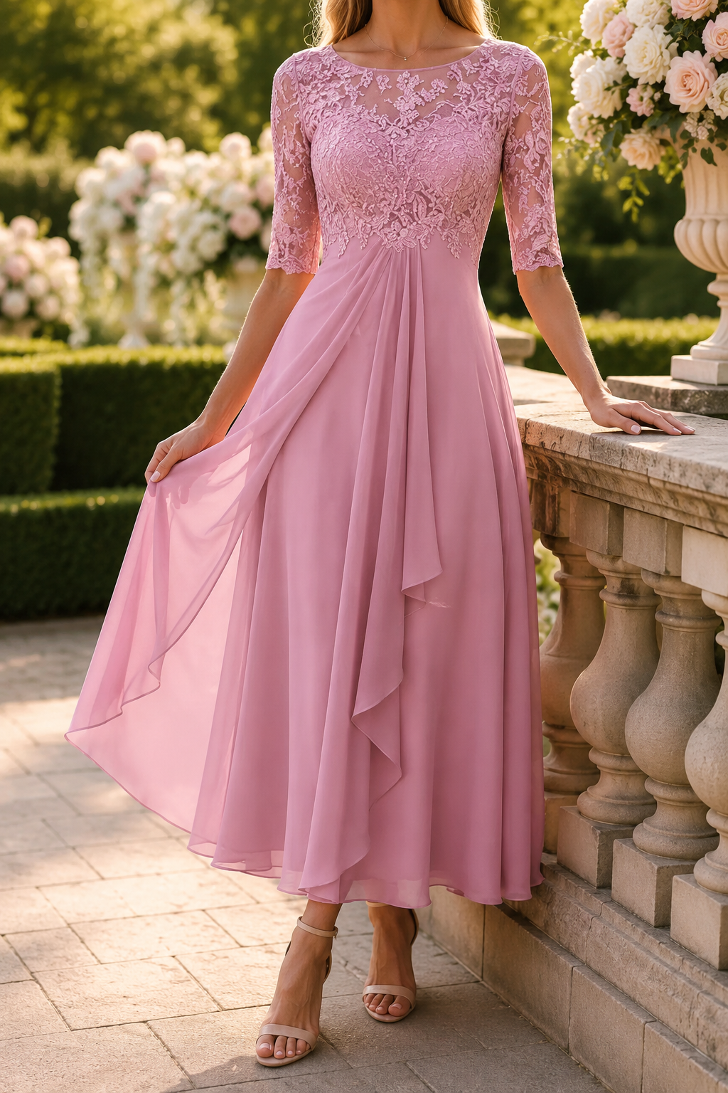 Women's Elegant Lace Flared Dress