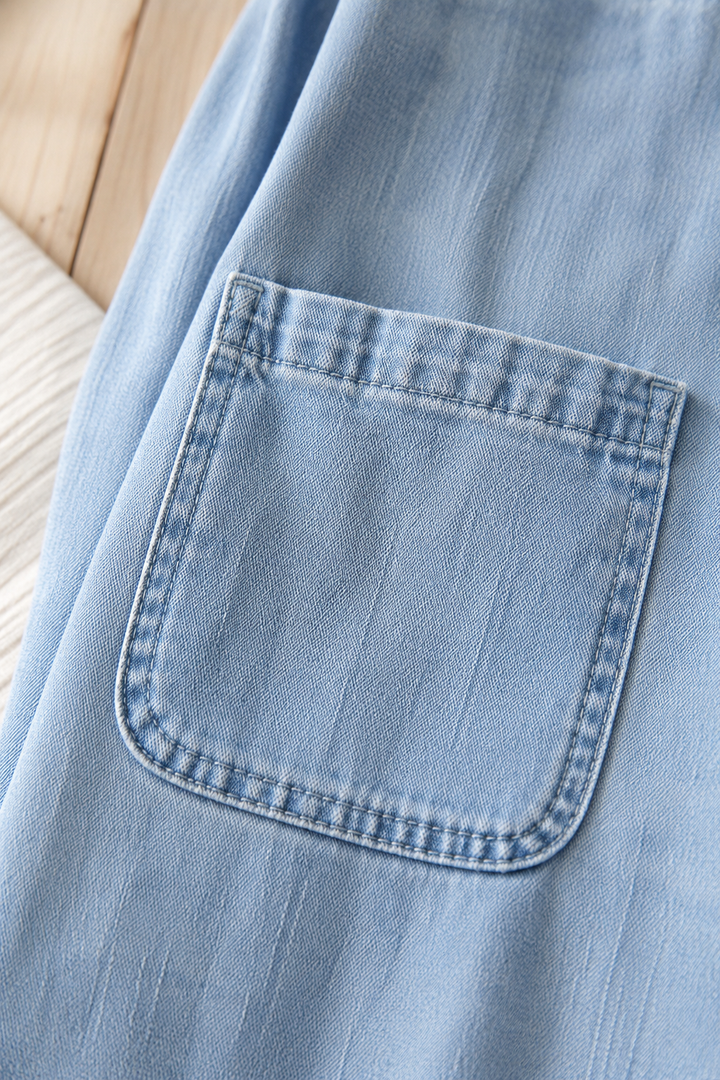 Women's Double Pocket Figure Flattering Denim Dress