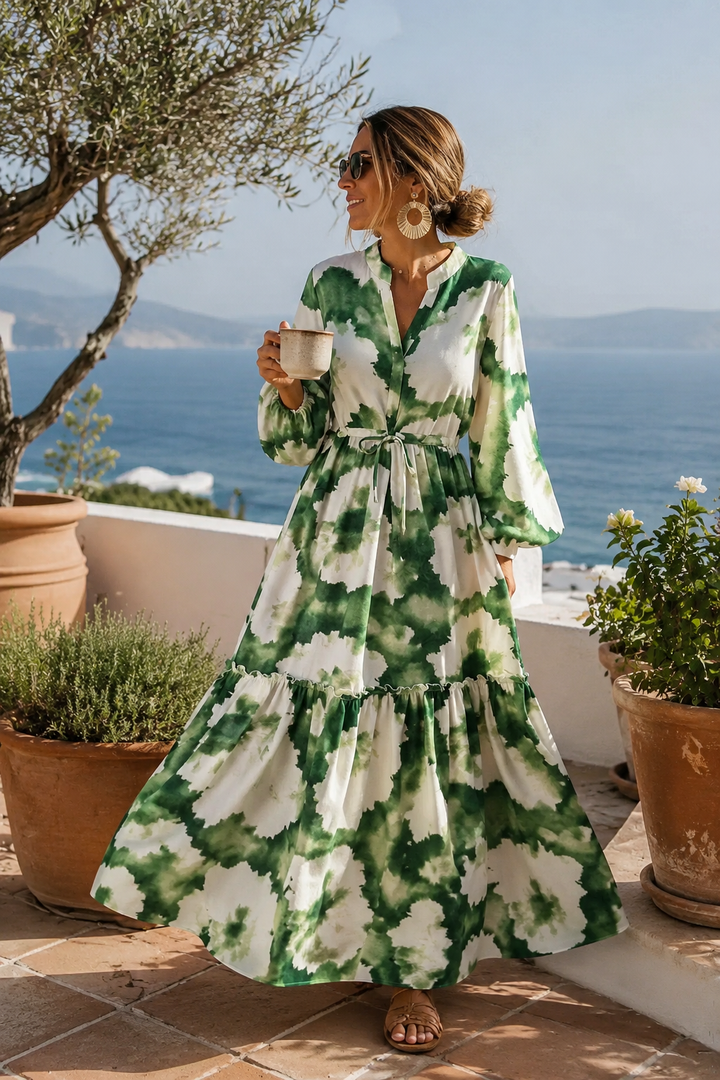 Women's Enchanted Flared Flow Tie-Waist Maxi Dress
