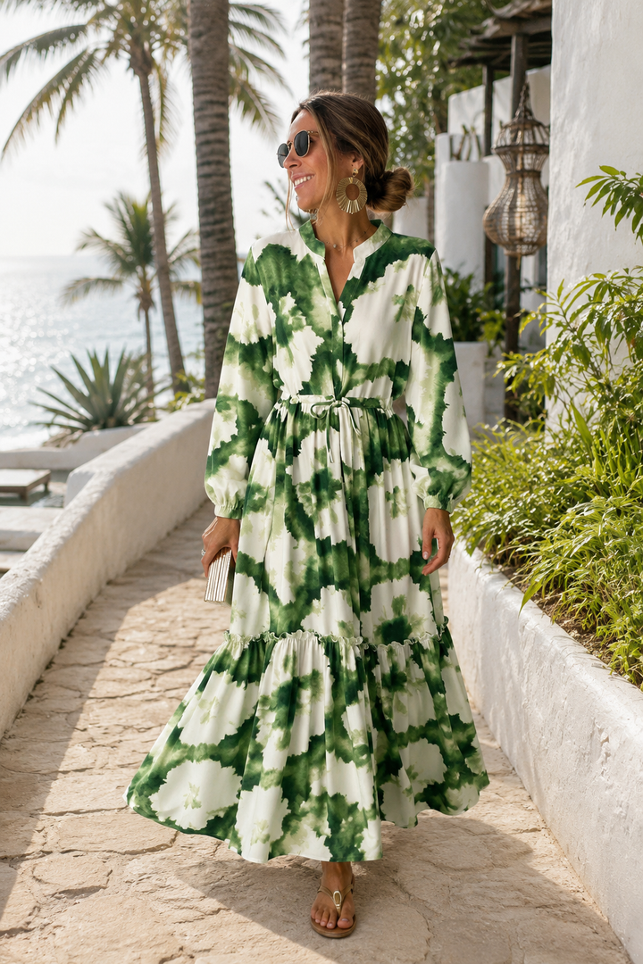 Women's Enchanted Flared Flow Tie-Waist Maxi Dress