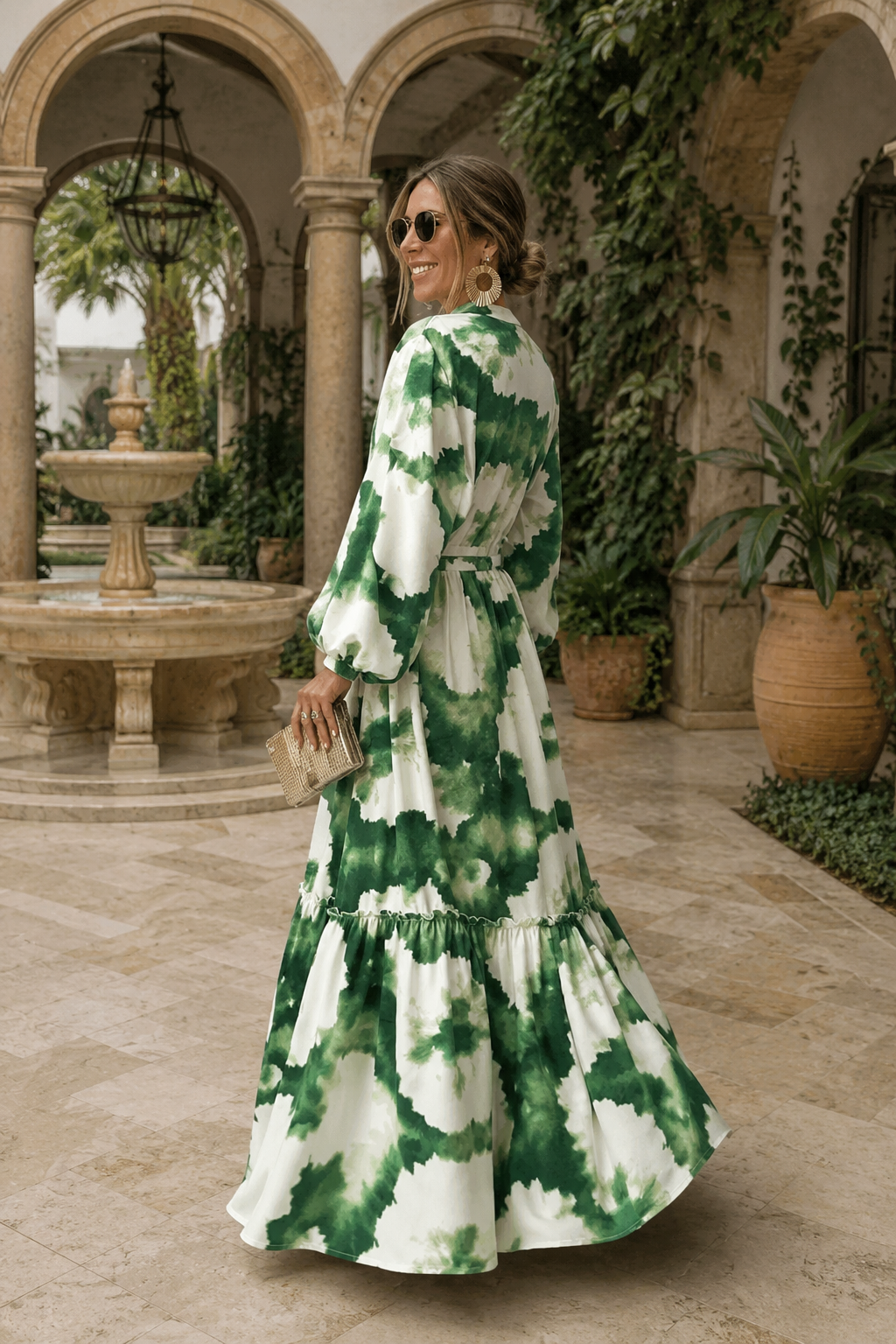 Women's Enchanted Flared Flow Tie-Waist Maxi Dress