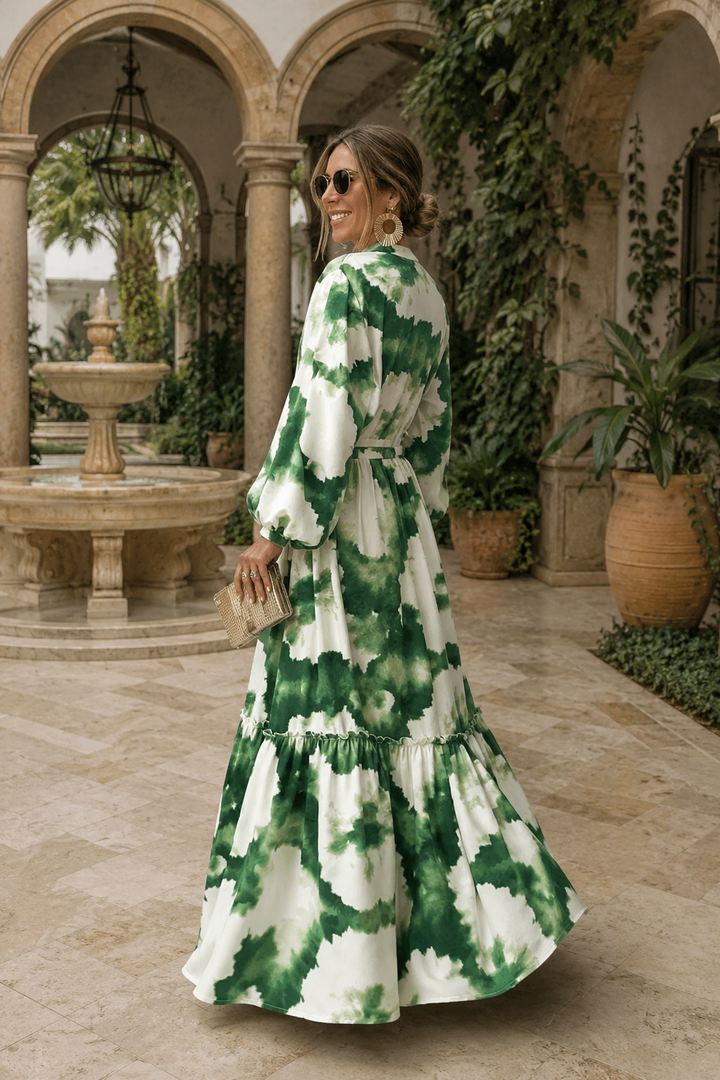 Women's Enchanted Flared Flow Tie-Waist Maxi Dress